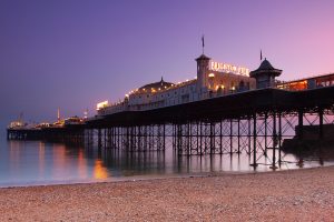 Le Brighton Pier au coucher du soleil