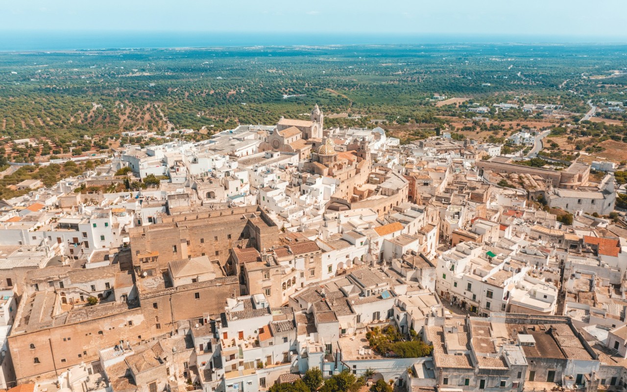 la ville d'Ostuni et les champs d'Olivier